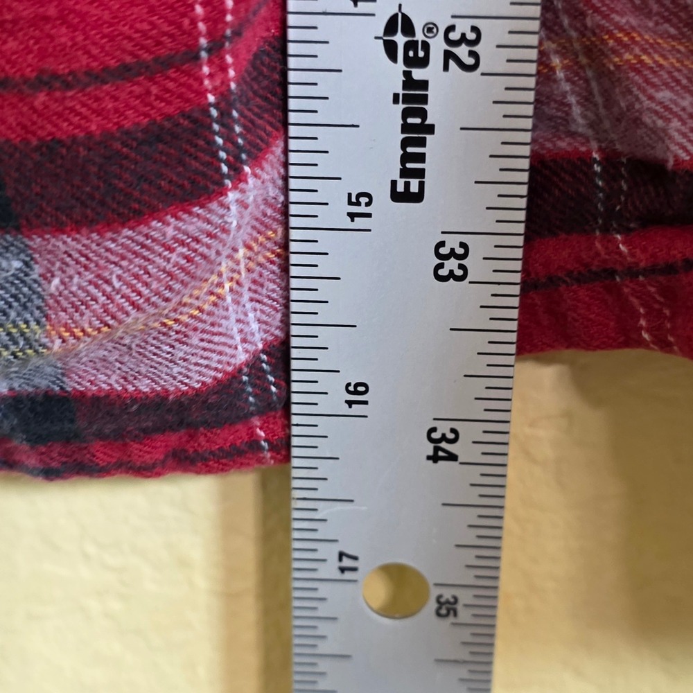 King Size Mens 5XL Red Plaid Full Zip Flannel Shirt 100% Cotton shacket - Picture 5 of 8